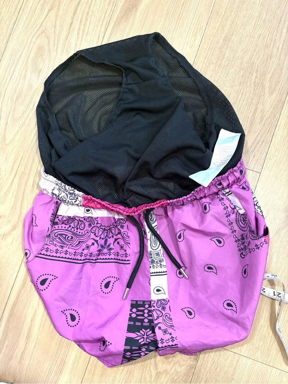 boohooMAN Mens S Pink Purple Bandana Print Swim Shorts Mesh Lined Paisley